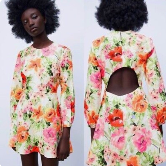 Zara Naya Linen Floral Open-back Mini Dress - Picture 2 of 5